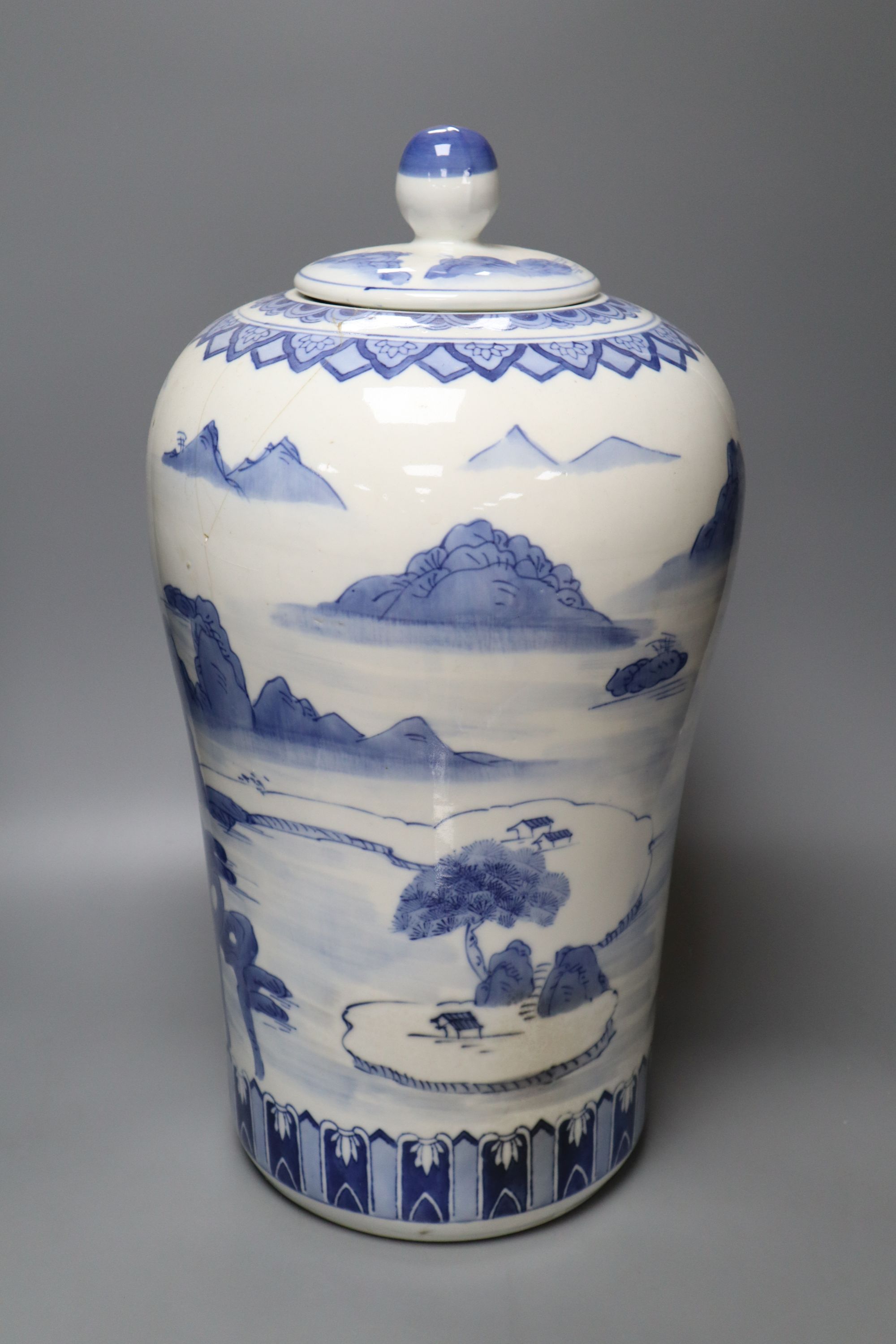 A Chinese blue and white lidded vase, height 49cm